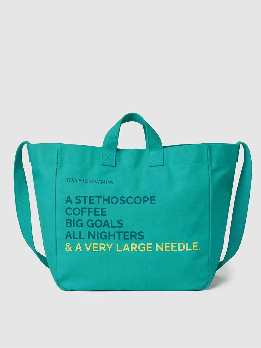 NWT FIGS A Very Large Needle Canvas Tote Emerald Green Nurse Work Travel Bag